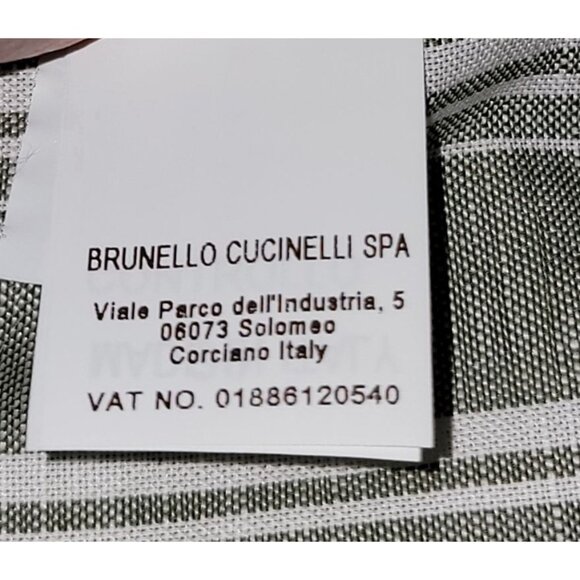 Brunello Cucinelli Men’s Linen Button-Down Shirt Gray White Stripe – Medium - Picture 9 of 11